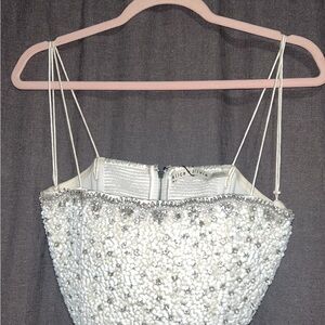 Alice + Olivia Silver and White Beaded Camisole